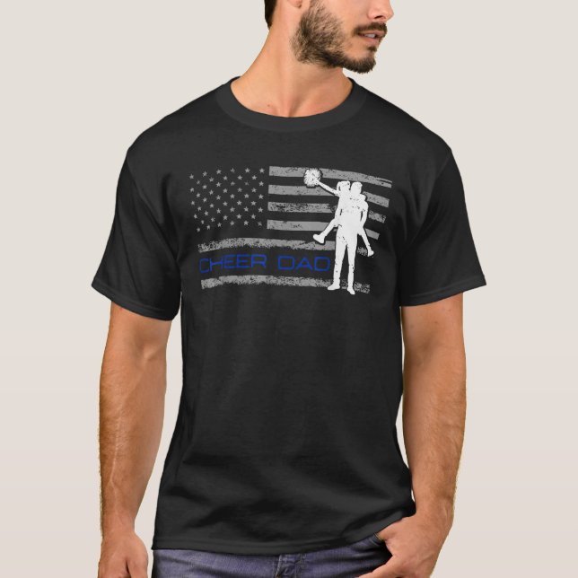 Amerikanska Flagga Cheer Pappa 4:e juli Far s Da T Shirt (Framsida)