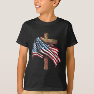 Amerikanska Flagga Christian Kor Jesus 4 juli T Shirt