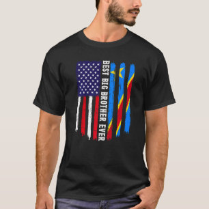 Amerikanska Flagga & Congo Flagga Best Big Brother T Shirt