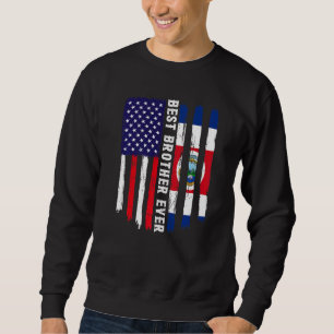 Amerikanska Flagga & Costa Rica Flagga Best Brothe Lång Ärmad Tröja