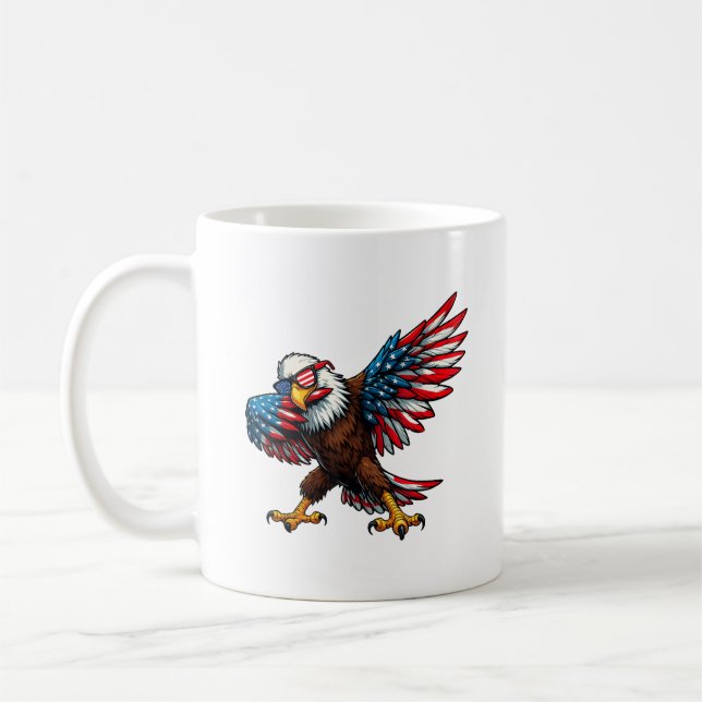Amerikanska Flagga Dabbing Lycklig 4 juli Kaffemugg (Vänster)