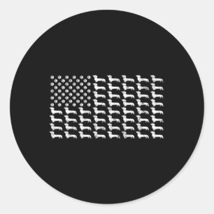 Amerikanska Flagga Dachshund Patriotic Hund Pappa Runt Klistermärke
