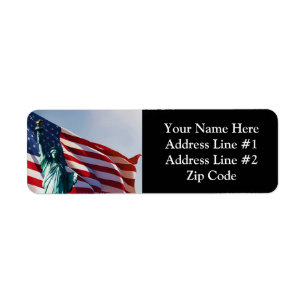 Amerikanska Flagga Dam Liberty Returadress Etikett