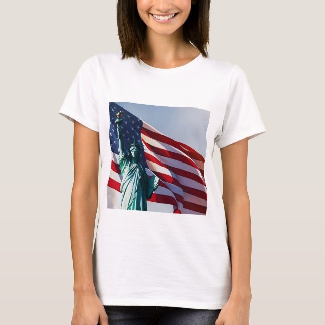 Amerikanska Flagga Dam Liberty T Shirt (Framsida)