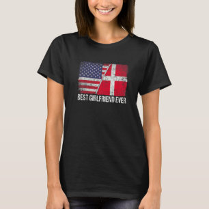 Amerikanska Flagga & Danmark Flagga Best Girlkompi T Shirt
