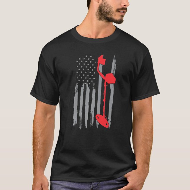 Amerikanska Flagga-detektor Metall T Shirt (Framsida)
