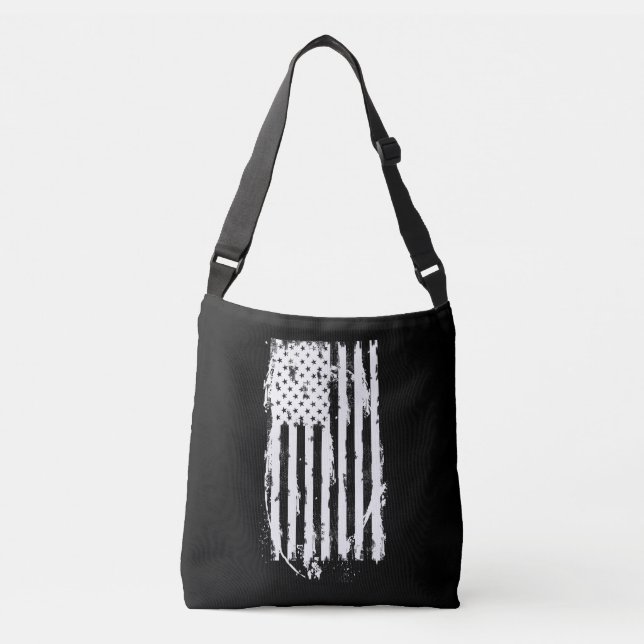 Amerikanska Flagga Distress White Axelväska (Framsida)