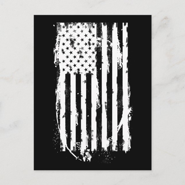 Amerikanska Flagga Distress White Vykort (Framsida)