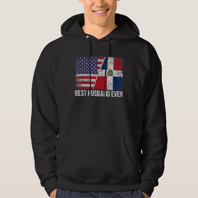Amerikanska Flagga Dominikanska republiken Flagga  Hoodie (Framsida)