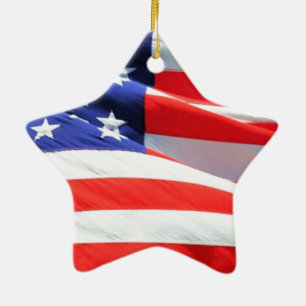 Amerikanska Flagga, du kan lägga till text och lad Julgransprydnad Keramik