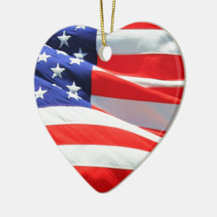 Amerikanska Flagga, du kan lägga till text och lad Julgransprydnad Keramik