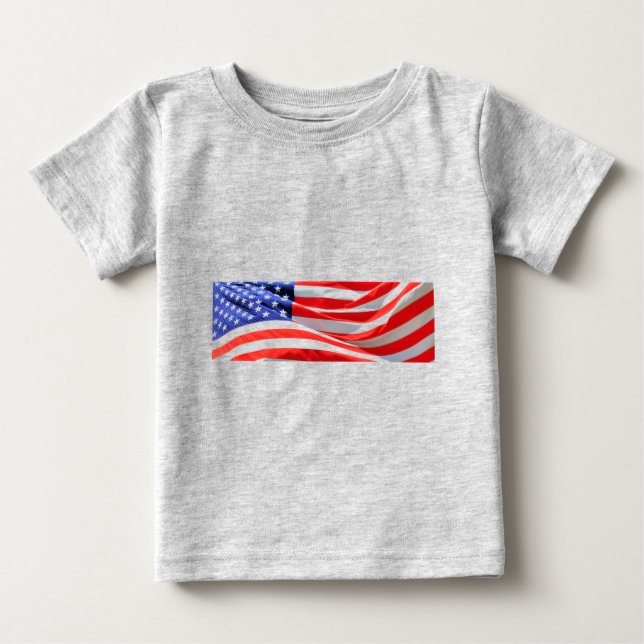 Amerikanska Flagga, du kan lägga till text och lad Tee Shirt (Framsida)