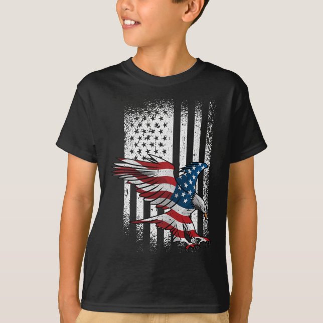 Amerikanska Flagga Eagle 4 juli Independence day P T Shirt (Framsida)