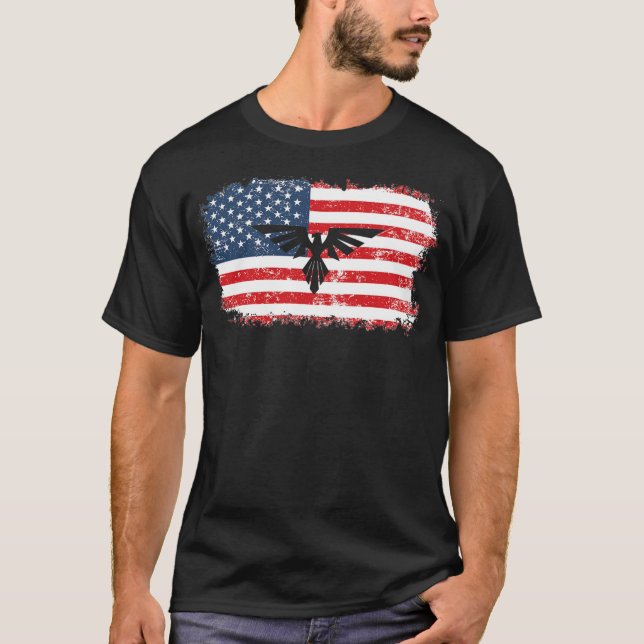 Amerikanska Flagga Eagle 4 juli Patriotic Manar T Shirt (Framsida)