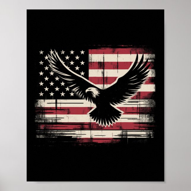 Amerikanska Flagga Eagle 4 juli Poster (Framsidan)