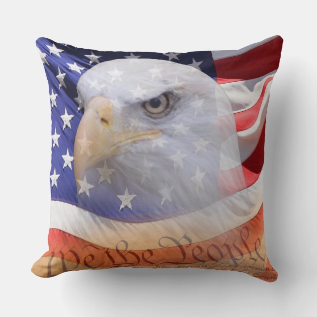 Amerikanska Flagga Eagle-deklarationsoberoende Kudde (Framsida)