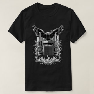 Amerikanska Flagga Eagle och Lastbil Vector Art T Shirt