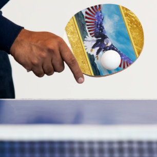 Amerikanska flagga Eagle som flyger på folie himla Pingisracket