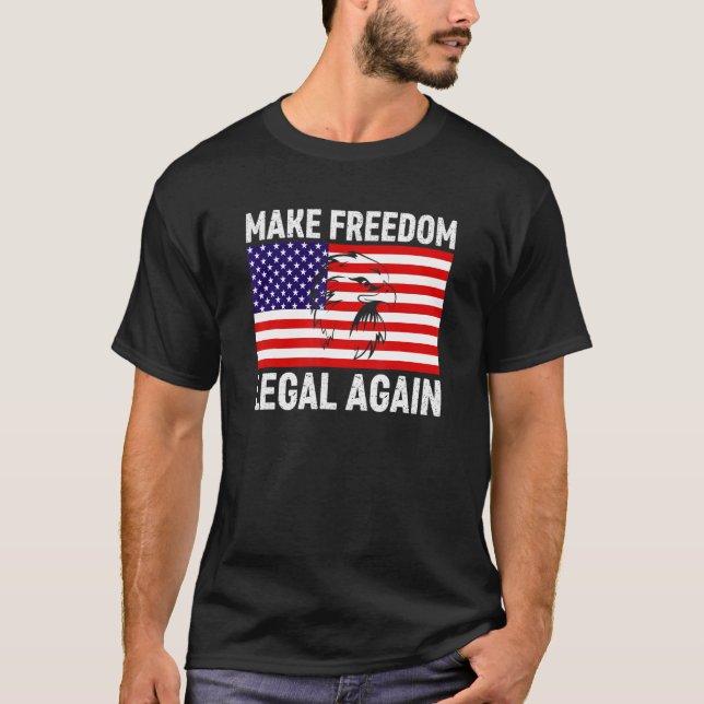 Amerikanska Flagga Eagle USA gör friheten laglig i T Shirt (Framsida)