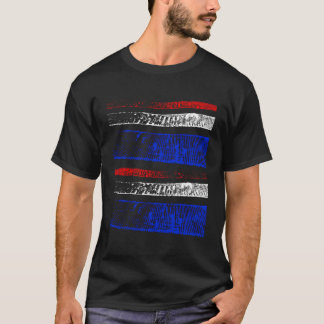 Amerikanska Flagga Färg Dubbla Faded Rand Urban De T Shirt
