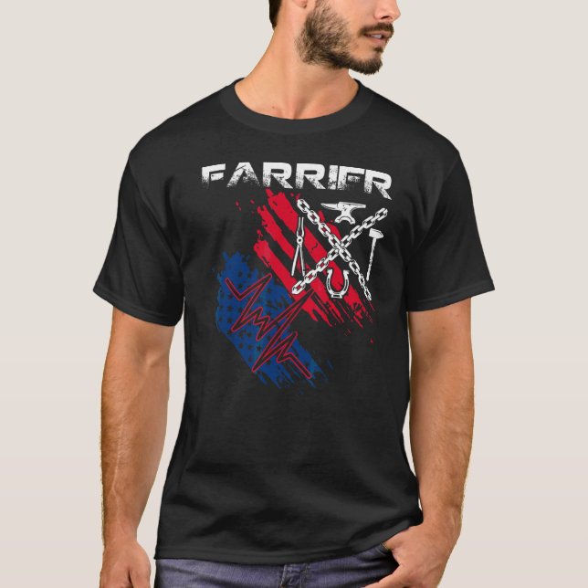 Amerikanska Flagga Farrier Heartslag Blacksmith Ho T Shirt (Framsida)
