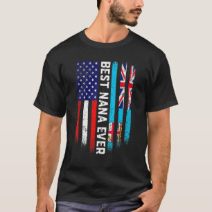 Amerikanska Flagga & Fiji Flagga Best Nana Aldrig- T Shirt
