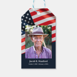 Amerikanska Flagga Firande i Life Tack Presentetikett