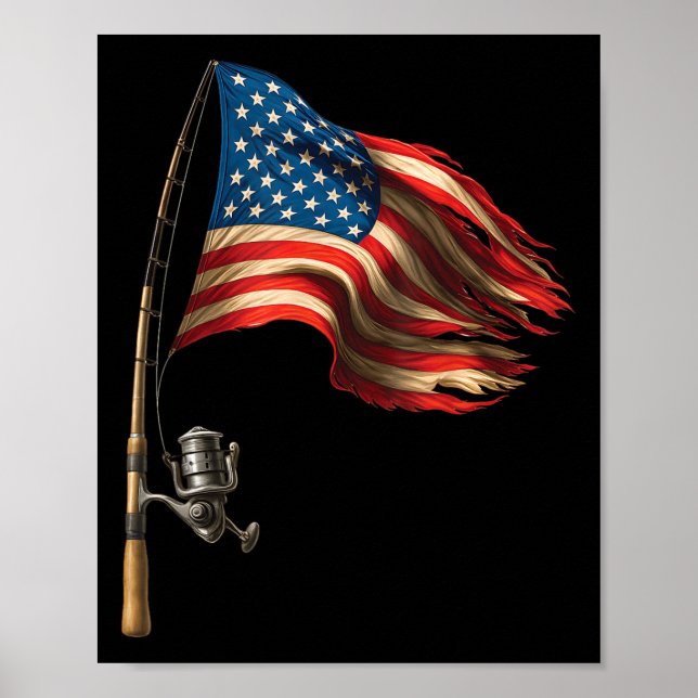 Amerikanska Flagga Fisherman Fisherman Funny Fishi Poster (Framsidan)