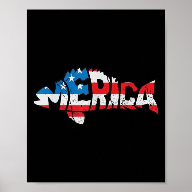 Amerikanska Flagga Fisherman Fisherman Funny Fishi Poster (Framsidan)