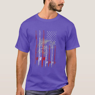 Amerikanska Flagga Fishing Rod Fishing Älskare59 T Shirt