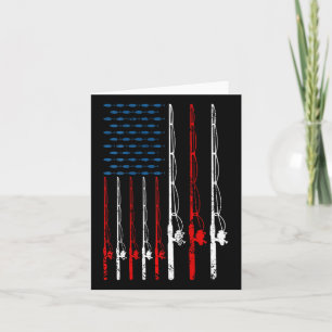 Amerikanska Flagga Fishing Rod Fishing Älskare Vin Kort
