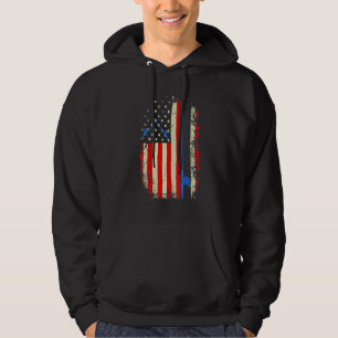 Amerikanska Flagga Fishing Rod Fishing Hoodie