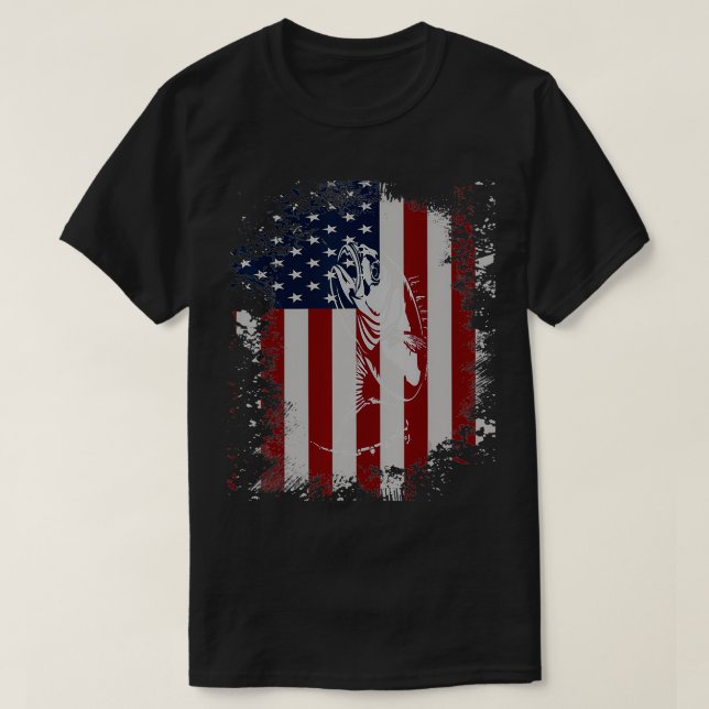 Amerikanska Flagga Fishing Rod Fishman Gift for Ma T Shirt (Design framsida)