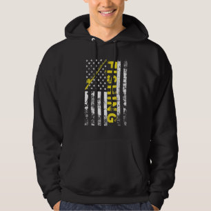 Amerikanska Flagga Fishing Rod Usa Patriotic Hoodie