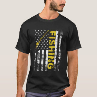 Amerikanska Flagga Fishing Rod Usa Patriotic T Shirt