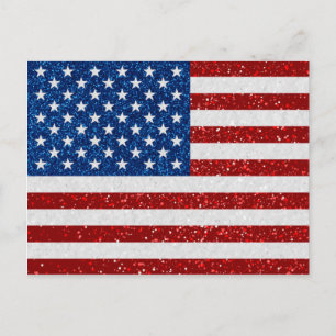 Amerikanska Flagga fjärde vykort i Glitter i juli