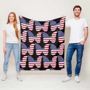 Amerikanska flagga-fjäril, patriotisk,4 juli fleecefilt