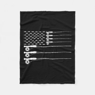 Amerikanska Flagga Flygfiske Rod Trout Patriot Man Fleecefilt