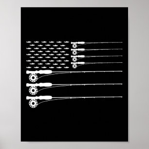 Amerikanska Flagga Flygfiske Rod Trout Patriot Man Poster