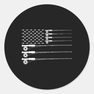 Amerikanska Flagga Flygfiske Rod Trout Patriot Man Runt Klistermärke