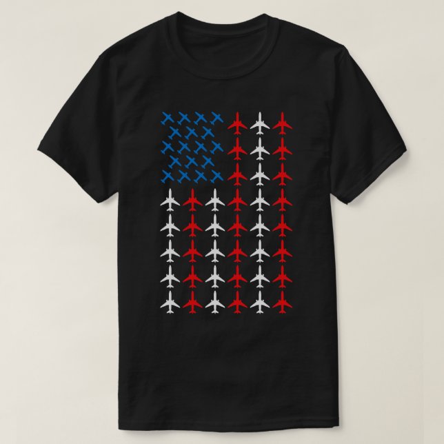 Amerikanska Flagga-flygplan T Shirt (Design framsida)