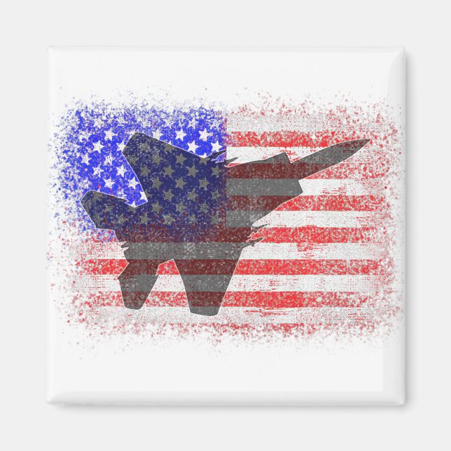 Amerikanska Flagga-flygplanet Patriotic Luft Force Magnet (Framsidan)