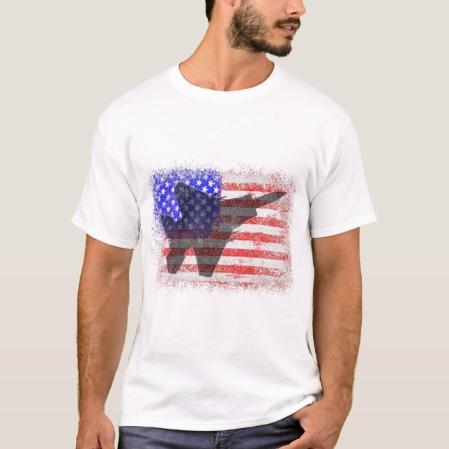Amerikanska Flagga-flygplanet Patriotic Luft Force T Shirt (Framsida)