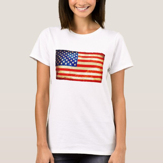 Amerikanska flagga för 4 juli - USA T Shirt (Framsida)