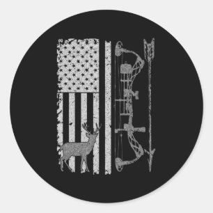 Amerikanska Flagga för jakt på Hjort Bow Hunter Runt Klistermärke