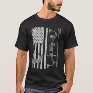 Amerikanska Flagga för jakt på Hjort Bow Hunter T Shirt