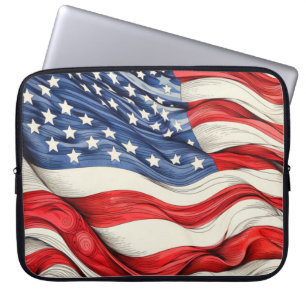 Amerikanska Flagga Förenta Stater Laptop Fodral