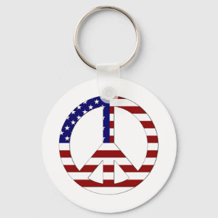Amerikanska Flagga Fredstecken USA Nyckelring