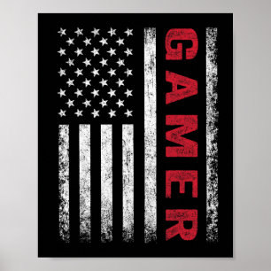 Amerikanska Flagga Funny Gamer-presentspel - boys  Poster