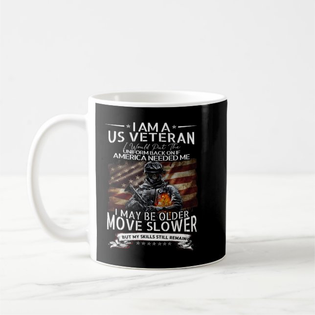 Amerikanska Flagga gamla veterandag återställer li Kaffemugg (Vänster)
